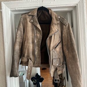 Stylish Gray Leather Jacket with Lace-Up Sides